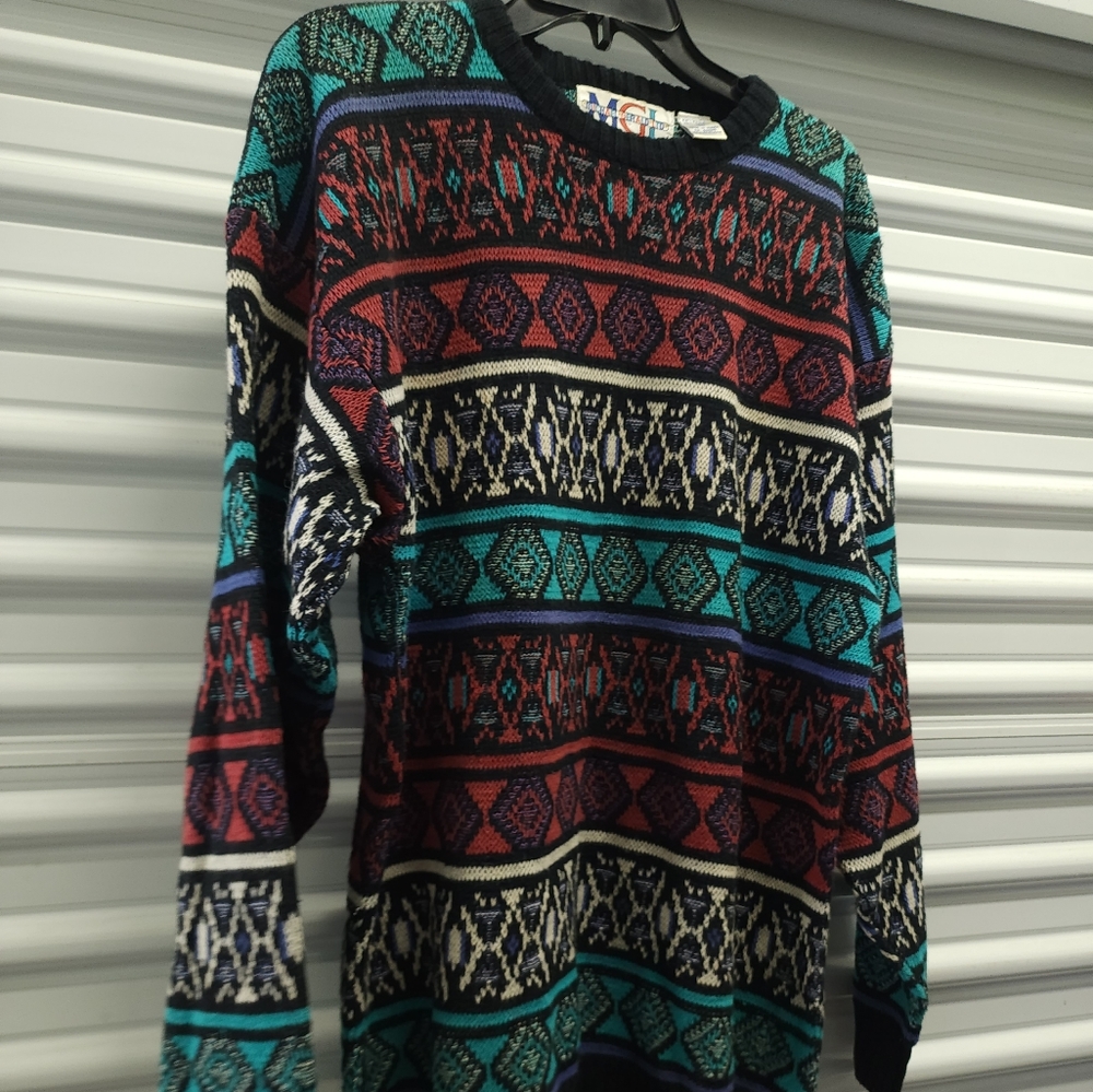 VTG Michael Gerald LTD Abstract Multicolor Pullover Sweater Size L